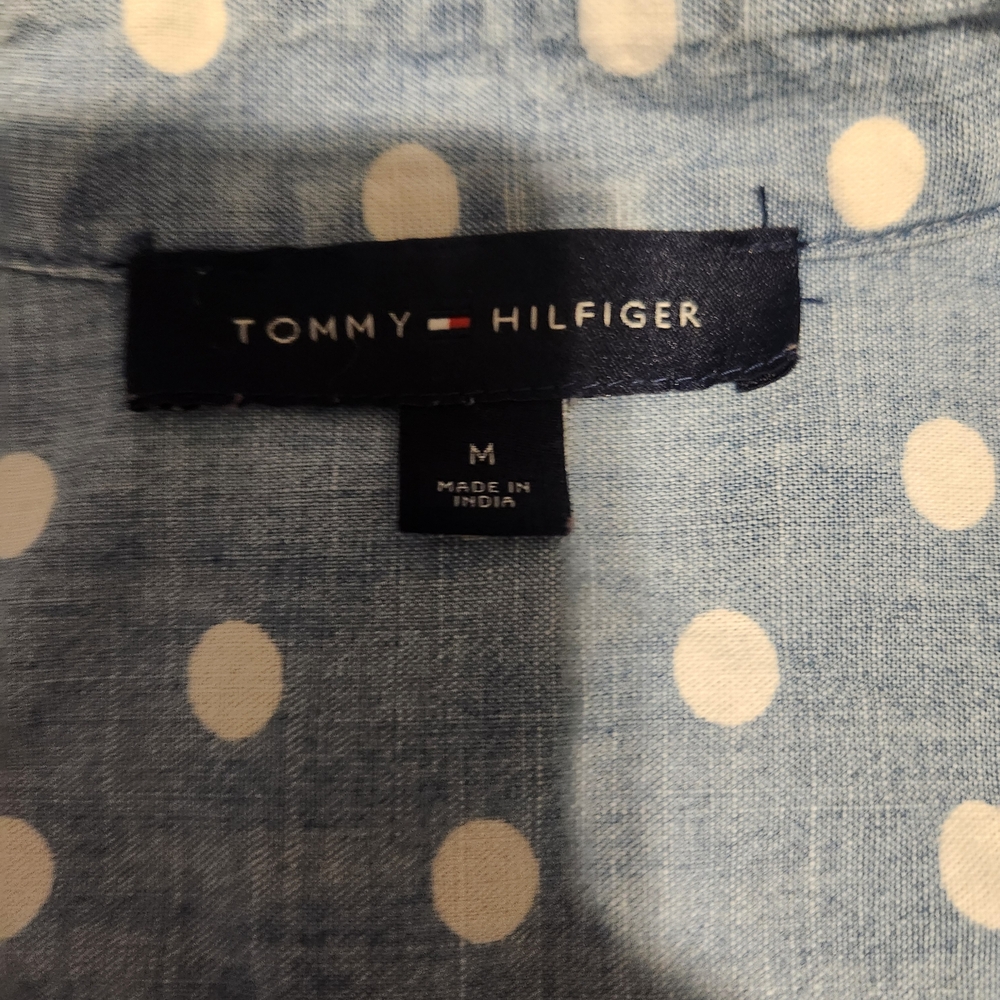 Tommy Hilfiger Blue and White Polka Dot Shirt - Picture 9 of 11